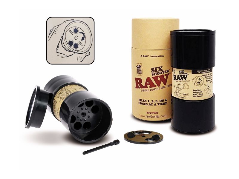 RAW Six Shooter Pre Rolled Maquina p/Armar 6 Conos